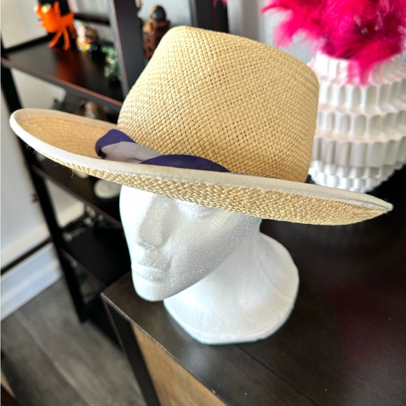 Brooks Brothers Straw Fedora Purple Ribbon Band main image 4